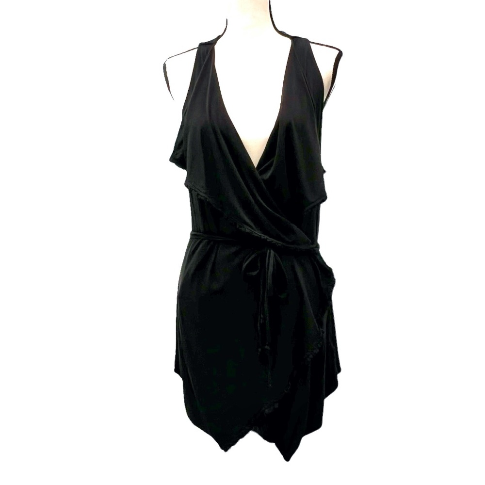 ANTHROPOLOGIE/DELETTA BLACK WATERFALL VEST WRAPS W ATTACHED TIES